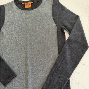 Tory Burch Charcoal Wool Sparkle Sweater- Small
